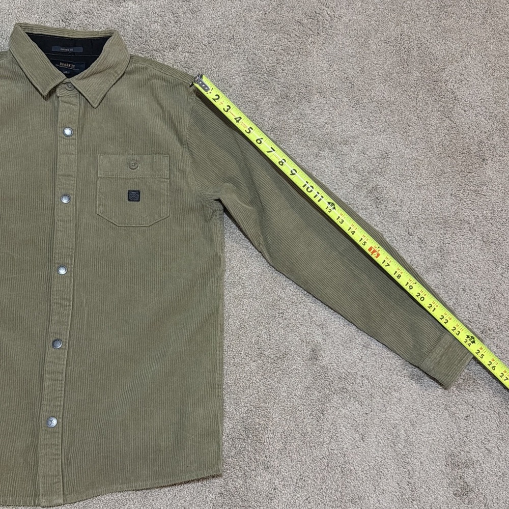 Roark Nordsman Corduroy Shirt Men's Small Olive Snap Front Elbow Patch RN655 - Picture 4 of 11